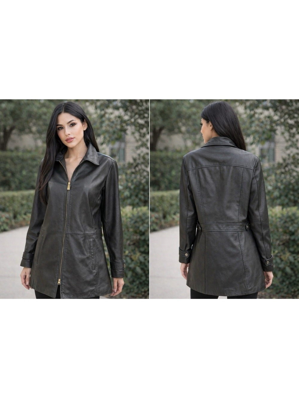 Eddie Bauer Leather Coat Women's L Long Jacket soft leather